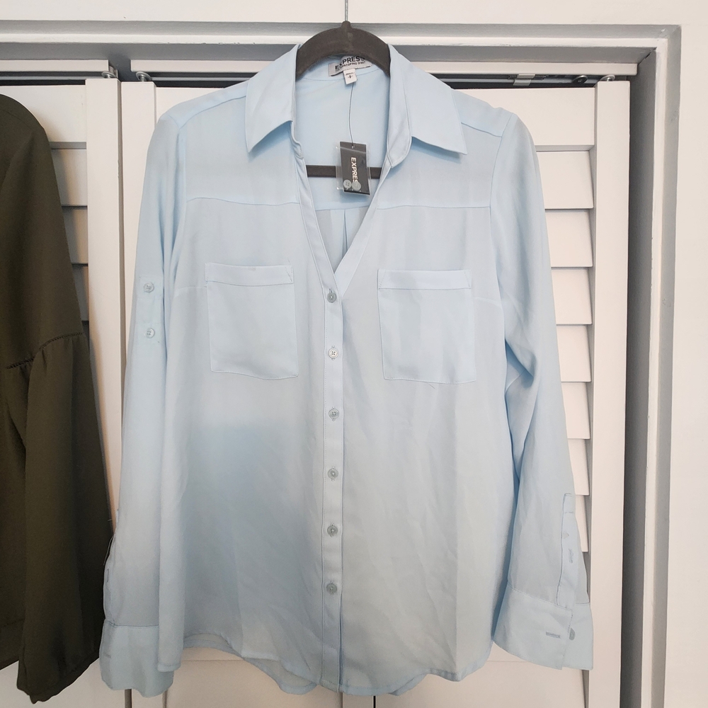 EXPRESS Light Blue Women's Dress Blouse
